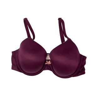 Victorias Secret Perfect Coverage Bra 34D Plum Purple Satin-Like Underwire